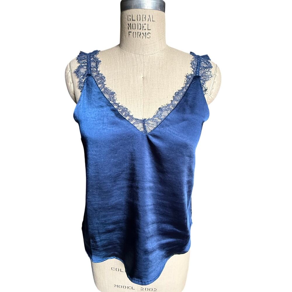 Skies Are Blue Satin and Lace Cami in Blue Size XS XSmall Romantic